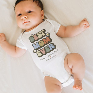 Retro Best Mum Ever 1st Mothers Day Baby Bodysuit