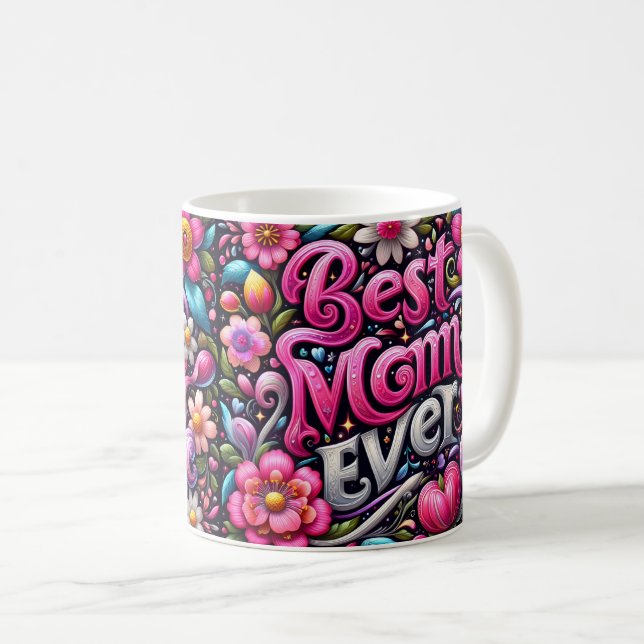 Retro Best Mum Ever Coffee Mug (Front Right)