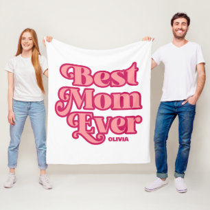 Retro Best Mum Ever Pink Groovy Mother's Day Gift Fleece Blanket