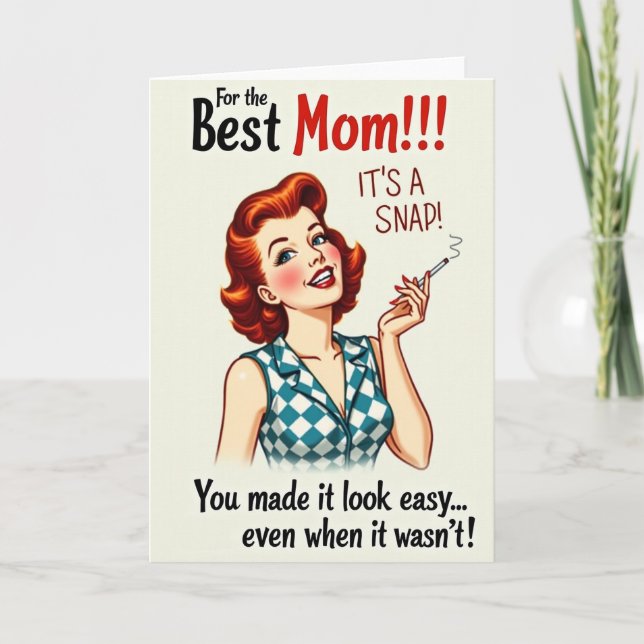Retro Best Mum Illustration Card (Front)