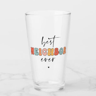 Retro Best Neighbour Ever Cute Glass