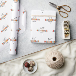 Retro Best Neighbour Ever Cute Wrapping Paper