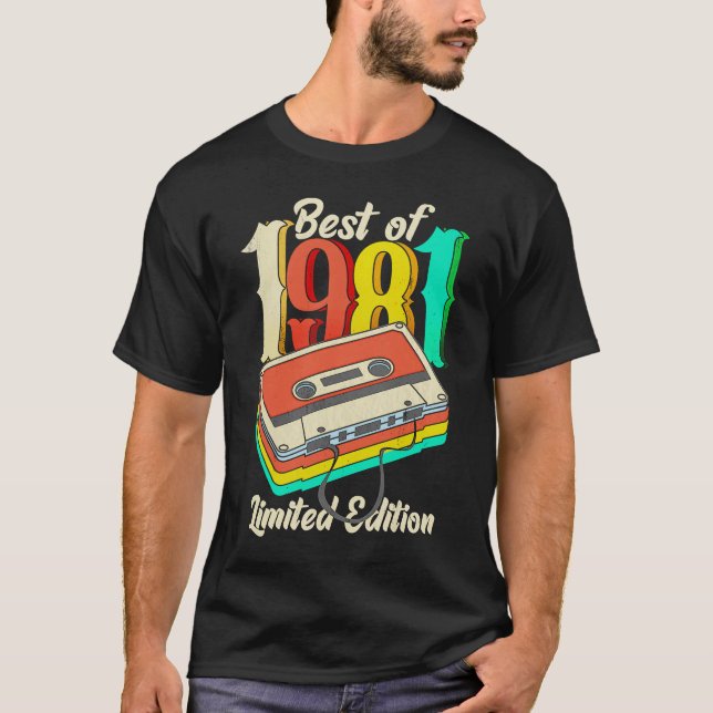 Retro Best of 1981 Cassette Tape 40th Birthday Dec T-Shirt (Front)