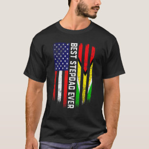 Retro Best Stepdad Ever American Guyana Flag Fathe T-Shirt