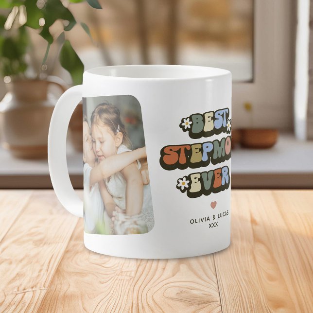 Retro Best Stepmom Ever 2 Photo Coffee Mug (Creator Uploaded)