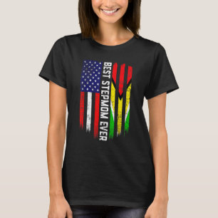 Retro Best Stepmom Ever American Guyana Flag Mothe T-Shirt