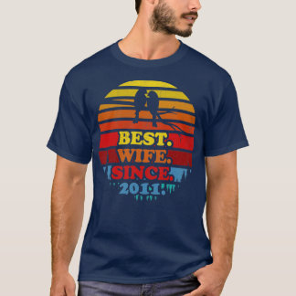 Retro Best Wife Since 2011 Sunset Wedding Annivers T-Shirt