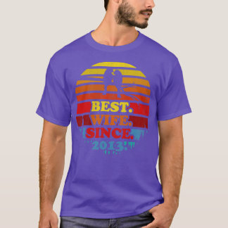 Retro Best Wife Since 2013 Sunset Wedding Annivers T-Shirt
