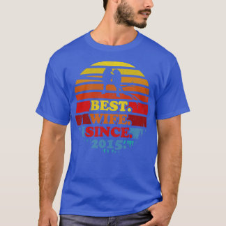Retro Best Wife Since 2015 Sunset Wedding Annivers T-Shirt
