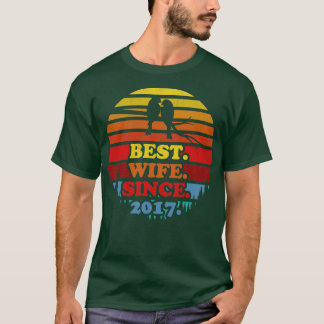 Retro Best Wife Since 2017 Sunset Wedding Annivers T-Shirt