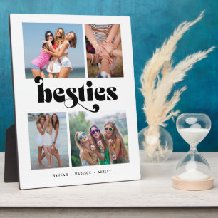 Retro Besties 4 Photo Friends Collage Plaque