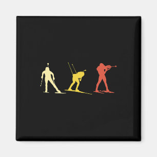 Retro Biathlon Cross Country Skiing Wintersport Bi Magnet
