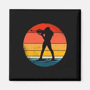 Retro Biathlon Design Cross-country Skiing Biathle Magnet