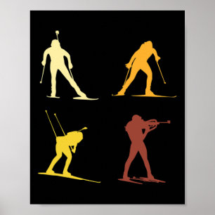 Retro Biathlon Wintersport Cross Country Skiing Sh Poster