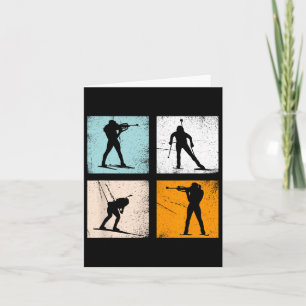 Retro Biathlon Wintersports Fans Men Women Kids Card