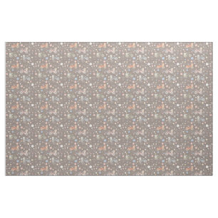 Retro Bicycle and Flowers Fabric