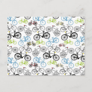 Retro Bicycle Bike Pattern Postcard