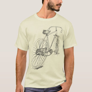 Retro Bicycle drawing design in black T-Shirt