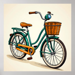 Retro Bicycle Drawing Poster