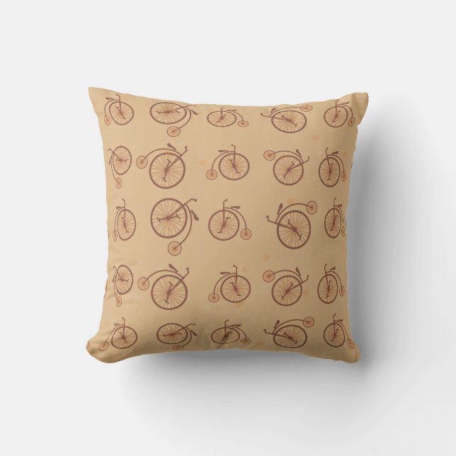 Retro Bicycle Pattern Cushion (Front)