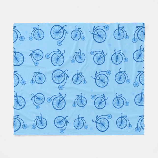 Retro Bicycle Pattern Fleece Blanket (Front (Horizontal))