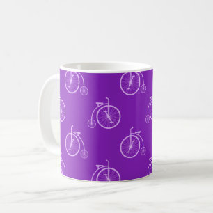 Retro Bicycle Pattern in Purple Tones  Coffee Mug