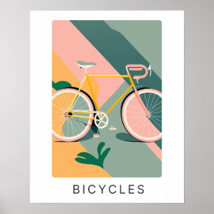 Retro bicycle print in pastel   Transportation