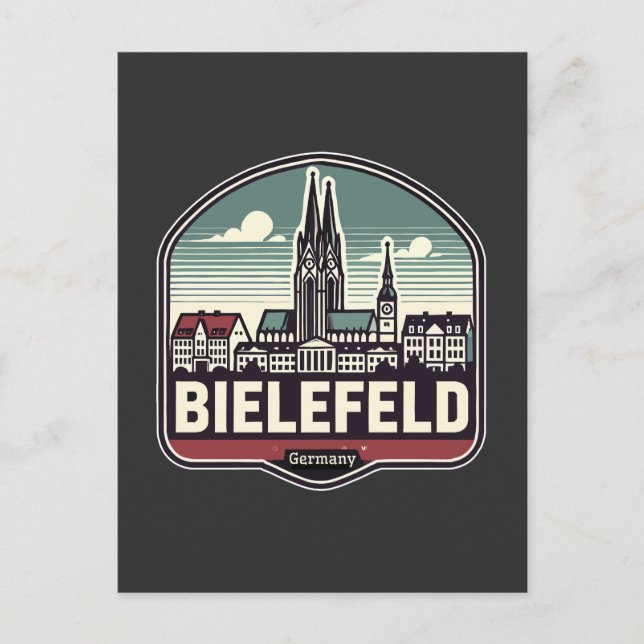 Retro Bielefeld Skyline  Postcard (Front)