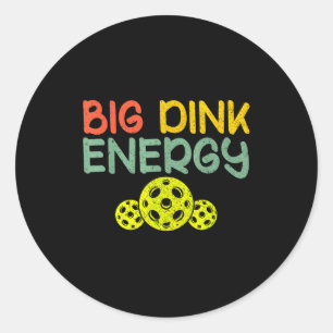 Retro big dink energy pickleball funny pickle ball classic round sticker
