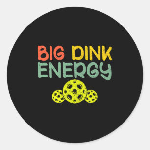Retro big dink energy pickleball funny pickle ball classic round sticker