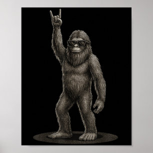 Retro Big Foot Rock Music Gifts Men Women Kid Funn Poster