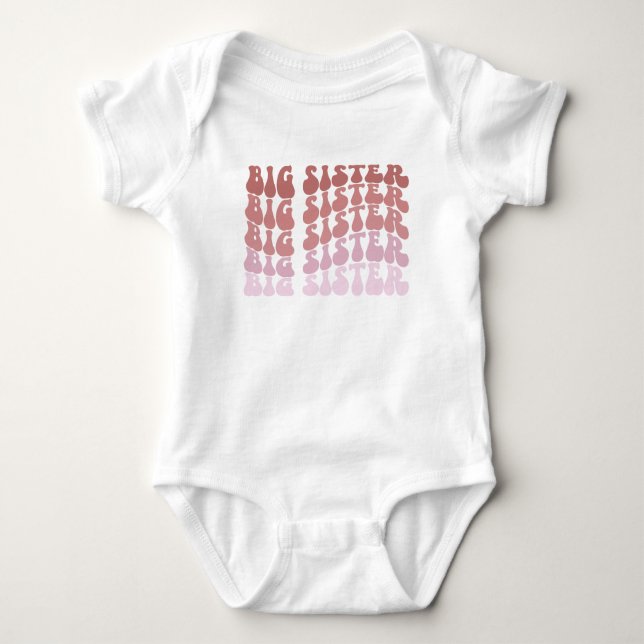 Retro Big Sister , big sister announcement Baby Bodysuit (Front)