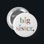Retro Big Sister Girl Green 6 Cm Round Badge<br><div class="desc">Retro Big Sister Badge in a retro font. Ideal to show the sister's love,  a pregnancy announcement or a gift for older siblings when the new baby arrives! Use the design tools to edit the colours of the graphic.</div>