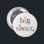 Retro Big Sister Girl Green 6 Cm Round Badge<br><div class="desc">Retro Big Sister Badge in a retro font. Ideal to show the sister's love,  a pregnancy announcement or a gift for older siblings when the new baby arrives! Use the design tools to edit the colours of the graphic.</div>