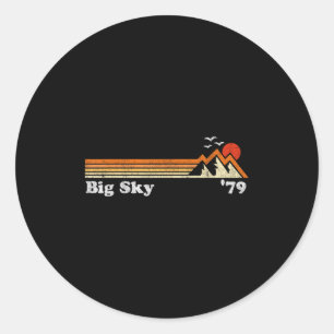 Retro Big Sky Ski Resort Colorado Snowboard Skiing Classic Round Sticker