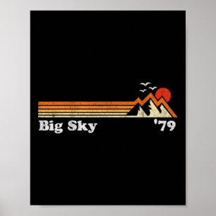 Retro Big Sky Ski Resort Colorado Snowboard Skiing Poster
