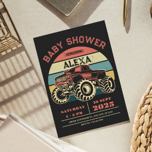 Retro big truck Baby Shower Invitation