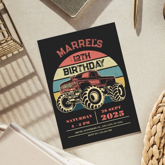 Retro big truck birthday invitation (Creator Uploaded)