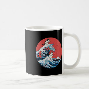 Retro Big Wave Cats Funny Surfing Cats Japanese Ar Coffee Mug
