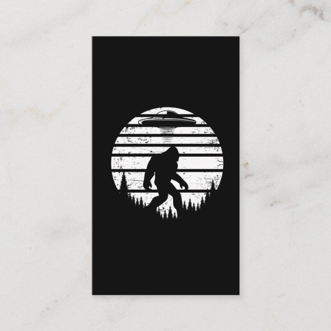 Retro Bigfoot Alien Abduction Ufo Fan Business Card (Front)