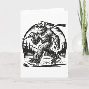 Retro Bigfoot Hockey Funny Sasquatch Bigfoot Playi Card