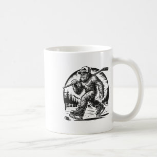 Retro Bigfoot Hockey Funny Sasquatch Bigfoot Playi Coffee Mug