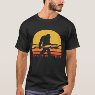 Retro Bigfoot Kayak Vintage Sasquatch Kayaking T-Shirt