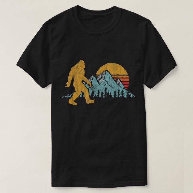 Retro Bigfoot Mountain Adventure T-Shirt (Design Front)
