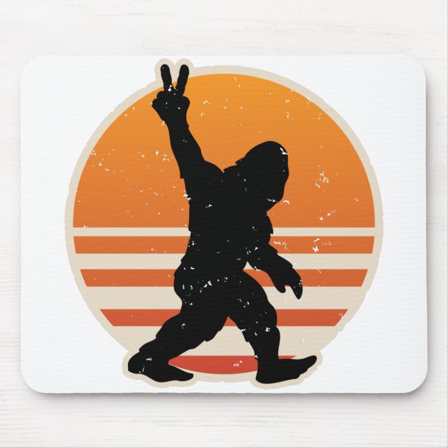 Retro Bigfoot Peace Sign Mouse Pad (Front)
