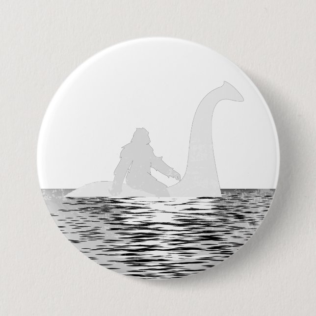 Retro Bigfoot Riding The Loch Ness Round 7.5 Cm Round Badge (Front)