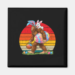 Retro Bigfoot Sasquatch Bunny Easter Eggs Men Kids Magnet