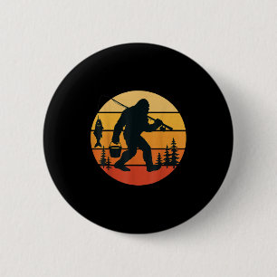 Retro Bigfoot Sasquatch Fishing Funny Gifts Dad Me 6 Cm Round Badge