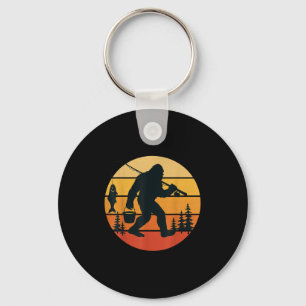 Retro Bigfoot Sasquatch Fishing Funny Gifts Dad Me Key Ring