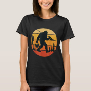 Retro Bigfoot Sasquatch Fishing Funny Gifts Dad Me T-Shirt